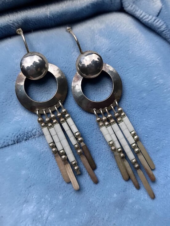 Native Jewelry - Vintage Sterling Silver Native American Earrings